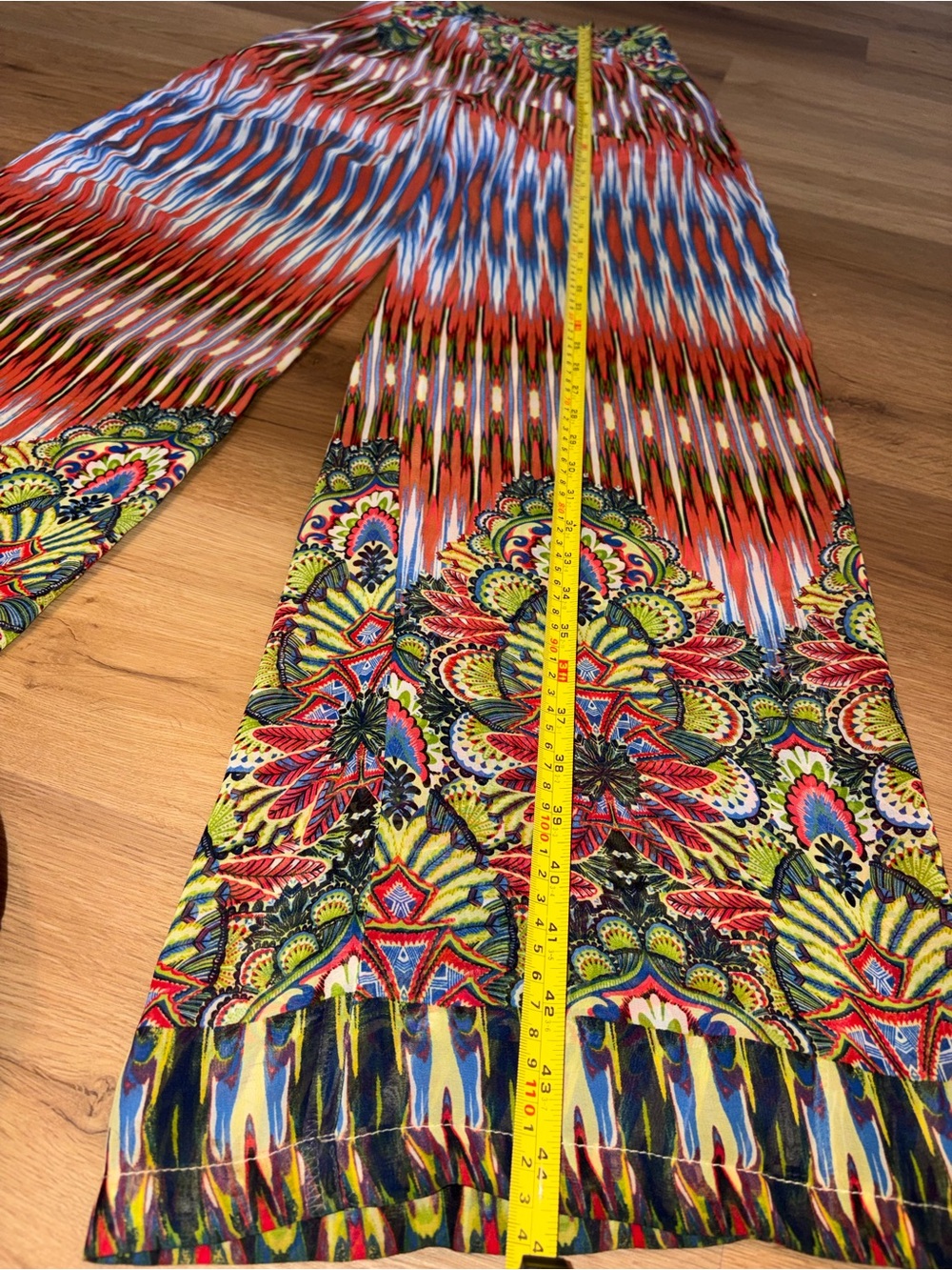 🍑 Mustard Seed Multicolor Tropical Print Wide Leg Sheer pants with shorts under - Picture 11 of 11